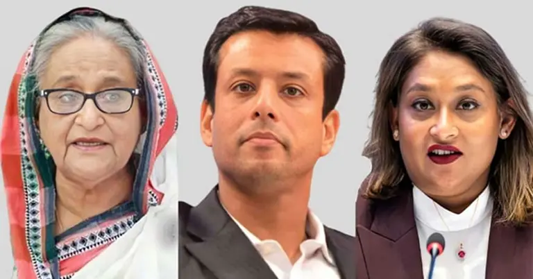 শেখ হাসিনা, সজীব ওয়াজেদ জয় ও সায়মা ওয়াজেদ পুতুল